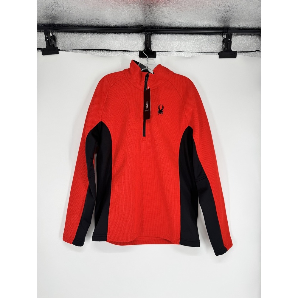 Spyder Outbound Sweater Jacket Mens Size Large Red Knit Quarter 1/4 Half 1/2 Zip
